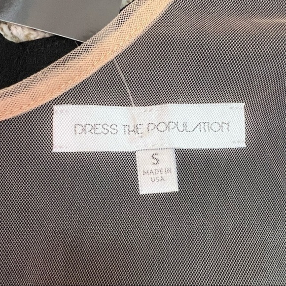 DRESS THE POPULATION 'PATRICIA' ILLUSIONS CHIFFON ROMANTIC BLACK MAXI DRESS sz S - Picture 14 of 16